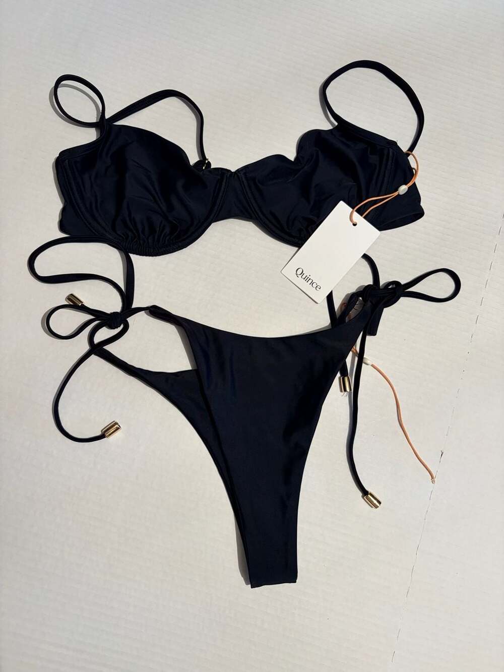 Quince Black Italian Demi Underwire Bikini Set, Size M